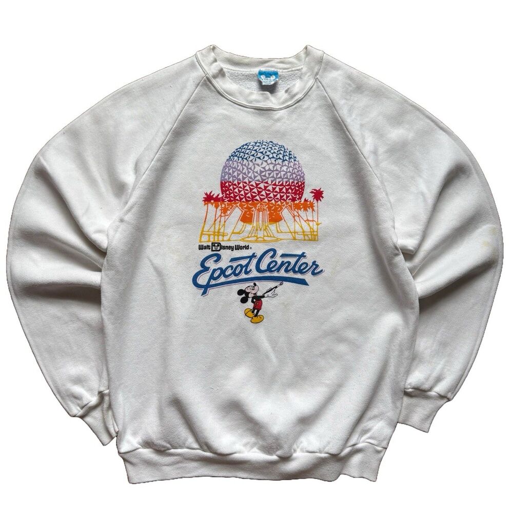 Vintage 80s Disney World Epcot Center Pullover Sweatshirt Size L Made in USA